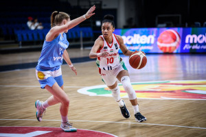 Az argentinok legyőzésével negyeddöntős a magyar válogatott (fehérben) a debreceni U17-es leány-vb-n Forrás: FIBA.Basketball